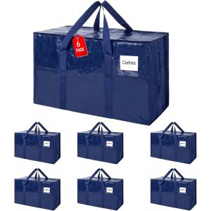 Mevronisshop-Lot De 6 Sac De D&eacute;m&eacute;nagement, 93l V&ecirc;tements Grand Sac De Rangement Format Avec Fermetures &Eacute;clair Et Poign&eacute;es De Transport, Alternatives Aux Cartons De D&eacute;m&eacute;nagement - Neuf