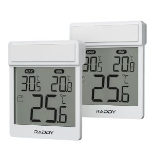 SUBZONAL-WT-1 Thermom&egrave;tre int&eacute;rieur/ext&eacute;rieur, &eacute;tanche, avec &eacute;cran LCD clair, enregistrement des valeurs max/min, aliment&eacute; par batterie, pour serre domestique, blanc, lot de 2 - Neuf