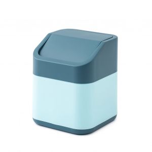 Hjlian Poubelle De Bureau Mignonne Et Portable, Resistante Aux Chutes, Avec Couvercle Amovible, Pour Voiture Et Maison [Bleu Fonce Et Bleu Clair] - Neuf