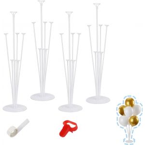 SJZG-Lot De 4 Supports De Base Pour Mâts De Ballons, 70 Cm De Hauteur, Réutilisables, Transparents, Pour Décoration De Ballons De Table, Fête D'Anniversaire, Remise De Diplôme, Mariage - Neuf