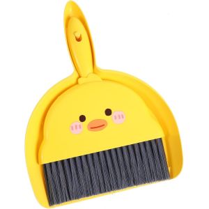 Petit balai jaune et pelle &agrave; poussi&egrave;re,ensemble mignon petit balai et pelle &agrave; poussi&egrave;re-Petite pelle &agrave; poussi&egrave;re pour le nettoyage de table,bureau,clavier et cage pour animal domestique - Neuf