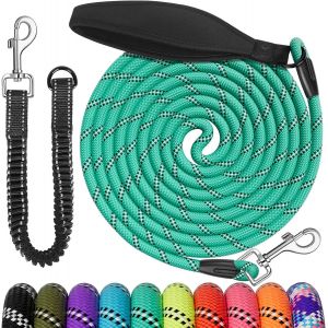 Jgd-Longe Pour Chien 5m/10m/15m/20m/30m, Laisse Avec Ligne Elastique, Crochet Pivotant Et Poign&eacute;e Rembourr&eacute;e, Deux Fa&ccedil;ons D'utiliser Laisse De Dressage Pour Chiens De Taille Moyenne Et Grande - Neuf