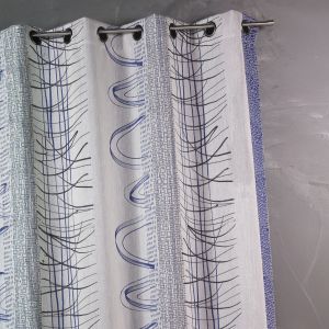Rideau En Jacquard &Agrave; Rayures Verticales Aux Imprim&eacute;s Graphiques - Neuf