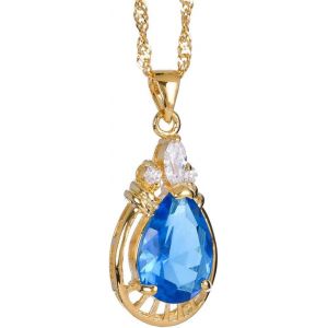 Kal-Pendentif Avec 18"" Chaîne & Coupe De Poire Cz [4 Couleurs Disponibles] En Plaqué Or Jaune,Simple Moderne Élégant - Neuf