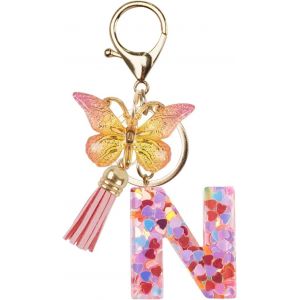 KAL-Porte-Clés Avec Initiales, Rose Papillon Porte-Clés Pour Sac À Dos, Cartable - Neuf