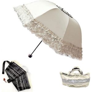 YEMAESRE-Parasol En Dentelle Pliable Pour Décoration De Mariage Parapluie De Voyage Pliable Résistant Aux Uv En Dentelle Pour Femmes Et Filles Avec Décoration En Dentelle, Blanc - Neuf