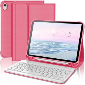 Epkh-Clavier Pour Ipad 10/11ème Génération 2022/2025, Clavier Azerty Sans Fil Bluetooth, Étui Avec Porte-Crayon Pour Ipad 10ème Gén/A16 ¿10.9''/11`¿¿ - Rouge - Neuf