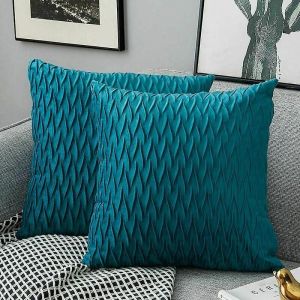 Housses De Coussin En Velours 50 X 50 Cm Pour Canapé De Salon, Lot De 2 Housses De Coussin Carrées À Motif Uni, Décoration De Chambre, Turquoise - Neuf