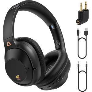 lbgwp60-Casque Hybride Bluetooth 5.3 Avec Réduction Active Du Bruit Pour Les Voyages En Avion, Casque Filaire Et Sans Fil, Casque Supra-Auriculaire, Casque Bluetooth Avec Microphone (Noir) - Neuf