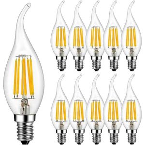 Kalsw-Led Ampoule Bougie À Filament 6w Équivalent 60w Blanc Chaud 2700k 600lm C35 Ampoule Edison Rétro Non Dimmable Lot De 10 - Neuf
