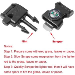Boussole De 5/8 Pouces, Grattoir À Silex, Allume-Feu, Sifflet, Boucle, Bracelet En Paracorde, Kits De Survie D'urgence Pour Camping En Plein Air, Voyage - Neuf