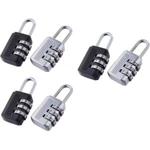 Lot De 6 Cadenas &Agrave; Combinaison - Cadenas &Agrave; Combinaison &Agrave; 3 Chiffres En Argent Et Noir - Cadenas De S&eacute;curit&eacute; Pour Valise, Casier, Armoire, Voyage, Bagages, Petit - Neuf