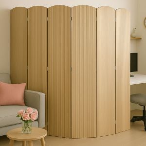 Paravent en bambou HWC-O30, cloison de s&eacute;paration, pare-vue, pliable, 6 panneaux, 170 x 245 cm - Neuf