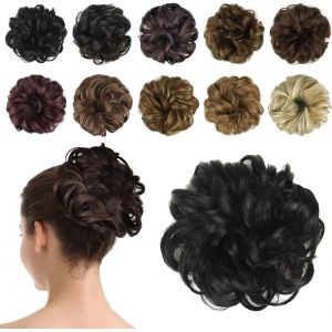 Ershi-Postiche Chignon Cheveux Naturel Chignon Effet Decoiffe Méchés Bouclé Chouchous Extensions De Cheveux Scrunchies Ondulés Don[2 - Neuf