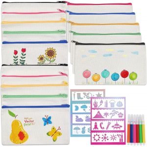 Eryi-Trousse À Décorer 15 Pièces Pochette Tissu Zippée Trousse Personnalisable Pour Bricolage Anniversaire Fêtes Activités En Classe Et Familiales - Neuf