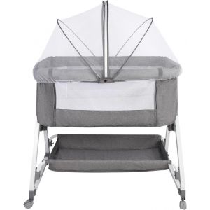 Lit Cododo B&eacute;b&eacute; Avec Matelas, Hauteur R&eacute;glable &Agrave; 6 Niveaux, Lit D'appoint Bebe Evolutif &Agrave; Roulettes, Lit De Voyage Pliable, Panier De Rangement, 0-2 Ans-80 * 40 * 100-115 Cm-Blanc Cass&eacute; - Neuf
