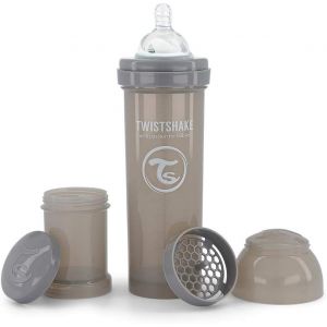 Kalanka-Biberon Anti-Colique 330 Ml Avec R&eacute;cipient &Agrave; Lait En Poudre Et M&eacute;langeur &iquest; T&eacute;tine En Silicone D&eacute;bit Rapide &iquest; Sans Bpa &iquest; Id&eacute;al Pour B&eacute;b&eacute; D&egrave;s 4 Mois &iquest; Gris - Neuf