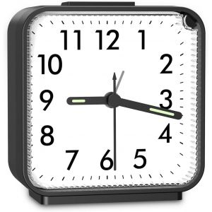 Eryi-Reveil Matin, Petit Reveil Silencieux A Piles, Horloge De Chevet, Réveil De Voyage, Réveil Pointeur Lumineux, Fonction Snooze, Sans Tic-Tac, Noir - Neuf