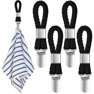 ERYI-4 Pièces Pince À Serviette, Accroche Torchon, Crochet Torchon Porte Serviette Salle De Bain, Clips Porte-Torchon Placards Serviettes Suspendues (Noir) - Neuf