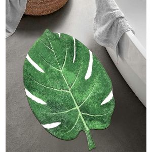Tapis de salle de bain antidérapant Green Leaf 60 x 90 cm,petits tapis de bain absorbants super doux,tapis de sol de salle de bain anti-moisissure lavable pour kitche - Neuf