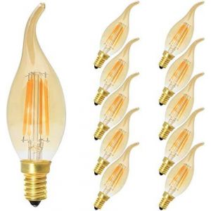 10 Pack E14 Filament Led 4w Ampoule Edison Retro C35 Lampe Vintage Dimmable Blanc Chaud 2700k 400lm Équivalent À Ampoule Incandescente De 40w Givré Ampoule Filament Ac220v - Neuf