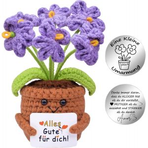 Cadeau porte-bonheur-Fleurs tricot&eacute;es-Poup&eacute;e de fleurs en laine &agrave; tricoter positive-Petit c&acirc;lin-Porte-bonheur-Cadeau de r&eacute;tablissement des classes.[S277] - Neuf