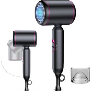 S&egrave;che-Cheveux Voyage 1800w Pliable & Compact, Ionique & Silencieux, Sechoir Cheveux Portable Avec Buse, 2 Vitesses U2013 Mini Hair Dryer - Neuf
