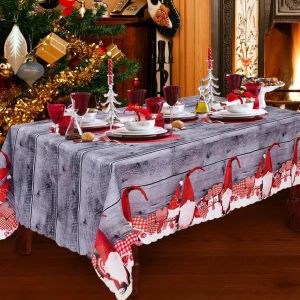 Nappe De No&euml;l Rectangulaire 180 X 150 Cm, Grise, Chemin De Table Lavable Pour D&eacute;coration De Table De Jardin (A) - Neuf