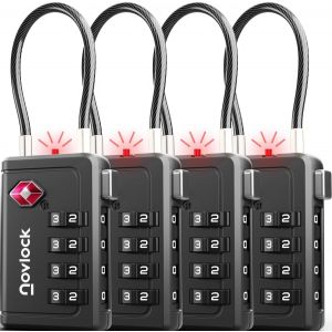 Kalanka-Cadenas Tsa À 4 Chiffres Avec Indicateur D`Ouverture U2013 Pour Valise, Bagage Cabine, Sac À Dos U2013 Acceptés Pour Les Voyages En Avion U2013 Lot De 4, Noir - Neuf