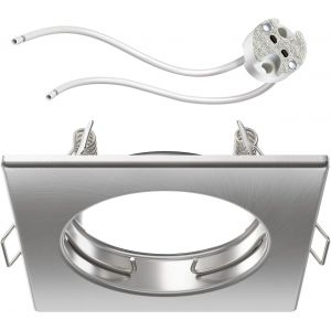 ledscom.de 10 cadres d'encastrement au plafond FERE, rond, blanc brillant (LED/Halogène/MR16/50mm) incl. douille GU5.3 - Neuf