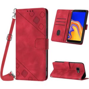 Te-Coque Pour Samsung Galaxy J4 Plus 2018/J4 Prime, Pu Leather Flip Portefeuille Étui En Cuir, [3 Porte Cartes] [Fermeture Magnétique] Coque Pour Samsung J4 Plus 2018 - Rouge - Neuf