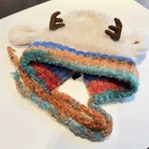 Bonnet De Noël En Peluche Pour Femmes - Chaleur Automne/Hiver Bonnet En Laine Tricotée Polyvalent Avec Oreillettes Peut Également Servir De Sac Design Avant-Gardiste Style Adorable - Neuf