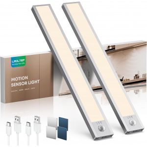 Reglette Led Lampe Cuisine Sous Meuble Avec Detecteur De Mouvement Interieur - 30Cm 2200Mah Lumiere Placard Sans Fil Rechargeable - Eclairage Veilleuse Pour Dressing Escalier Armoire | 2 Pack - Neuf