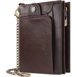 Portefeuille Homme En Cuir Blocage Rfid Porte Monnaie Homme Avec Chaîne Petit Portefeuille Pour Homme Et Porte-Cartes Poche À Monnaie Classique Porte Feuille Boîte Cadeau - Neuf