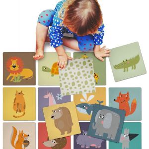 Jeu De M&eacute;moire De Jeu De Cartes Memo&sup2;-Avec De Jolies Paires D'animaux ; Jeu De Jouets &Eacute;ducatifs Pour Enfants &Agrave; Partir De 2 Ans En Bois (Jumbo Xxl-36 Cartes) - Neuf