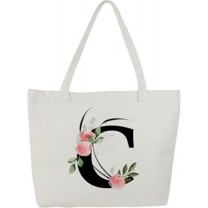 Sjzg-Tote Bag Personnalis&eacute;, 100% Toile De Coton, Sac Tissus Avec Pr&eacute;nom, Imprim&eacute; De A &Agrave; Z, Doubl&eacute;, Cadeau Personnalis&eacute; Maitresse - Neuf