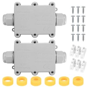 2 Pi&egrave;ces Boite de Derivation Etanche Exterieur, Boite Etanche Electrique Exterieur, Bo&icirc;te de Jonction &eacute;tanche IP68, 2 Voies Connecteurs Bo&icirc;tier &Eacute;lectrique Ext&eacute;rieur &Oslash; 5 mm-15 mm - Neuf