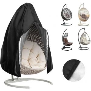 Ulteronixshop-Chaise Oeuf,Housse de Fauteuil Suspendu, Housse de Protection pour Fauteuil Oeuf,Coupe-Vent Anti-UV Housse de Protection Fauteuil Suspendu avec Fermeture &Eacute;clair (190 x 115cm) Noir - Neuf