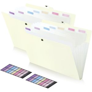 Trieur A4 8 Compartiments, 2 Pi&iquest;&iquest;ces Classeur Conception de l'&iquest;&iquest;tiquette, Porte vue Bouton Rabattable Pour Prot&iquest;&iquest;ger les Documents, Porte Document, Rangement Papier Administratif, Jaune - Neuf
