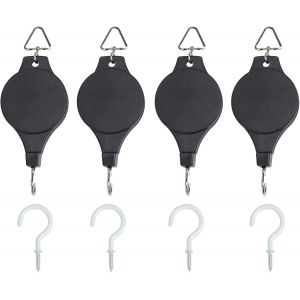 4 PCS Plant Poulie Hanger Réglable Heavy Duty Fleur Paniers Crochets avec 4 PCS Blanc Crochets de Plafond pour Paniers Suspendus & Planteur d'oiseaux Planter De La Lumière - Neuf