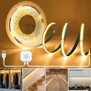 Cuiv-Bande Lumineuse Led Cob Led 5 V Usb 3 M 2700 K Blanc Chaud Restez Allumé Et Détectant Les Modes D'éclairage,Pour Éclairage De Chambre À Coucher,Cuisine,Escalier,Couloir,Etc. Alimentation No - Neuf