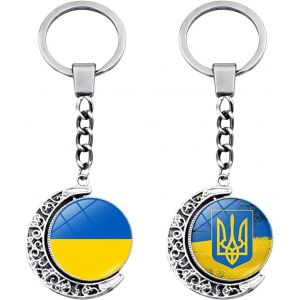 Kal-Porte-Clés Drapeau Ukrainien 2 Pièces, Porte-Clés Créatifs À Pendentif Double Face, Porte-Clés Rotatifs, Accessoires De Porte-Clés De Sac - Neuf