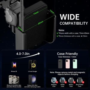 Support Telephone Voiture Induction, Chargeur Sans Fil Voiture 15w Inductive R&eacute;glable Porte Telephone Voiture, Ventilation De Voiture Compatible Avec Iphone 15/14/13/12/11/Xs/8, Samsung, Google - Neuf