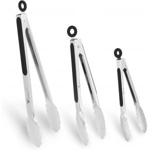 Lot De 3-21 Cm, 27 Cm Et 34 Cm, En Acier Inoxydable Et Poign&eacute;e Antid&eacute;rapante R&eacute;sistante &Agrave; La Chaleur - Id&eacute;al Pour La Cuisine, La Salade, Les Grillades Et Les Barbecues (21 Cm + 27 Cm + 34 Cm - Neuf