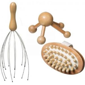 Wellness Kit De Massage En Bois 3 Pi&egrave;ces | Appareil De Massage De La T&ecirc;te | Appareil De Massage Du Dos | Appareil De Massage Universel Pour Le Corps 4 T&ecirc;tes&iquest;Massage De T&ecirc;te Wellness Araign&eacute;e Pour L - Neuf