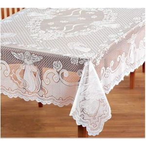 60"" X 84"" (W X L), Rectangulaire Blanc En Dentelle Nappe Brod&eacute;e Ange De La Conception De Douche De B&eacute;b&eacute;, Douche Nuptiale, De Forme Rectangulaire, La Table De La Cuisine - Neuf