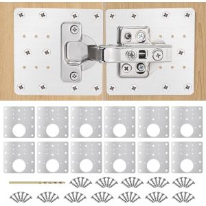 Kit de r&eacute;paration de charni&egrave;re - 12 pi&egrave;ces - En acier inoxydable - Avec vis - Pour armoire, meuble, tiroir, fen&ecirc;tre - Neuf