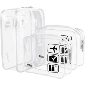 KALANKA-Lot de 3 Trousse de Toilette Transparente, TSA Sac de Toilette Avion pour Le Transport de Liquides, PVC Imperméable Trousse de Maquillage Voyage pour Femme Homme - Neuf