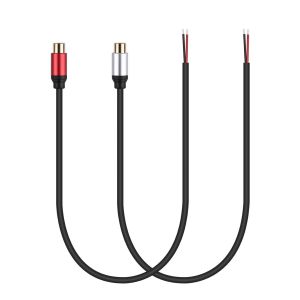 Lot de 2 adaptateurs de connecteur jack RCA femelle vers câble nu - Câble audio vidéo RCA pour amplificateur, récepteur, haut-parleur - Neuf