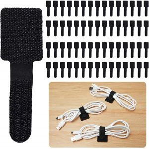 Lot de 60 serre-câbles autocollants en nylon s pour TV,guirlande lumineuse,bureau,table de chevet,câbles de chargement - Neuf